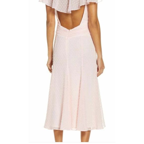 Katie May Blush Pink Flutter Sleeve Dot Chiffon Midi Dress Size M - Picture 12 of 12